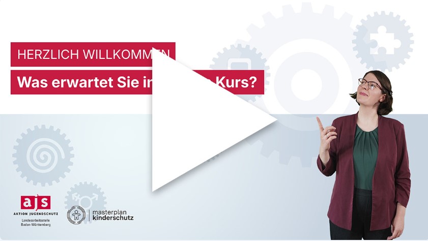 Vorschau eines Videos, in dem erläutert wird worum es im Kurs geht. es steht darauf: Herzlich Willkommen. Was erwartet Sie im Online-Kurs?