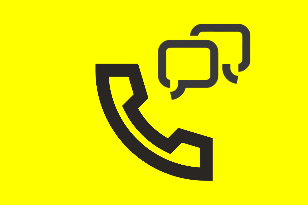 Ein Telefonhörer und zwei Sprechblasen als Icons