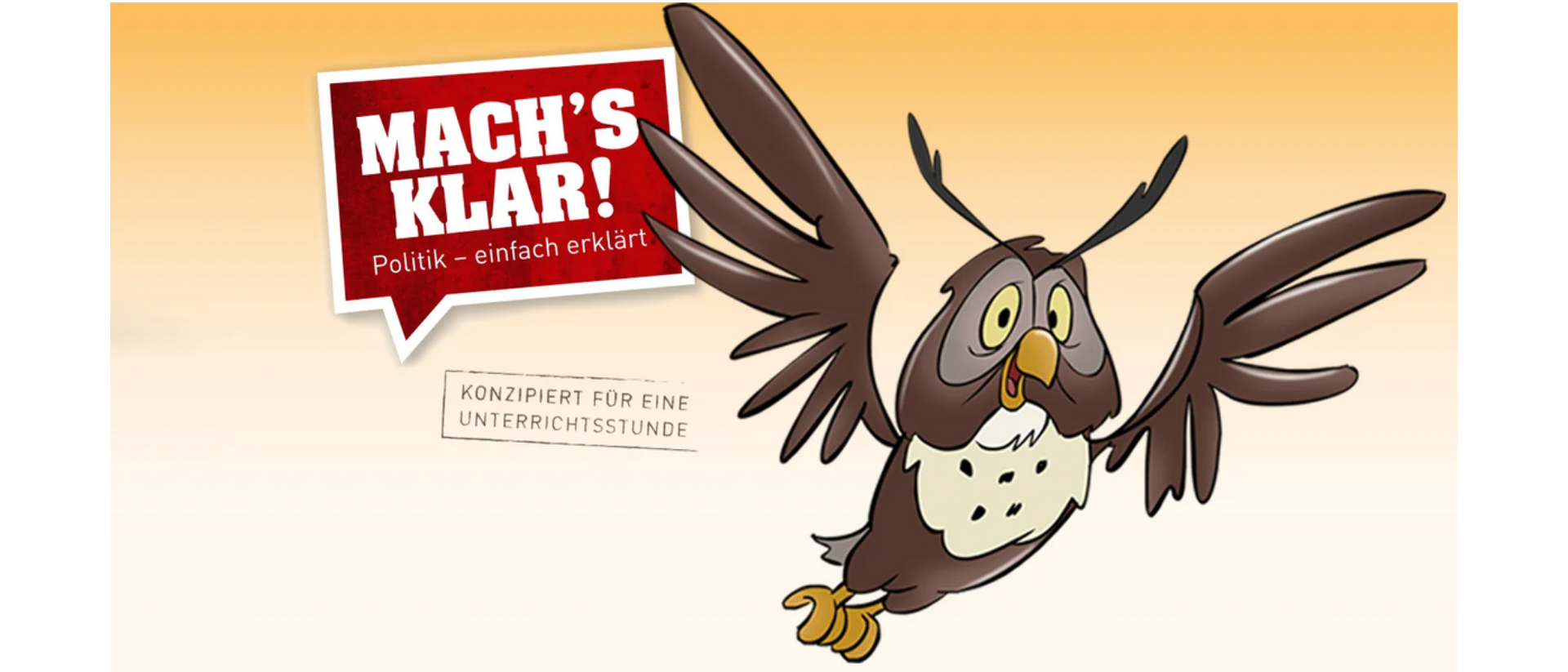 Eine gezeichnete Eule neben der das Mach's klar! Logo zu sehen ist.
