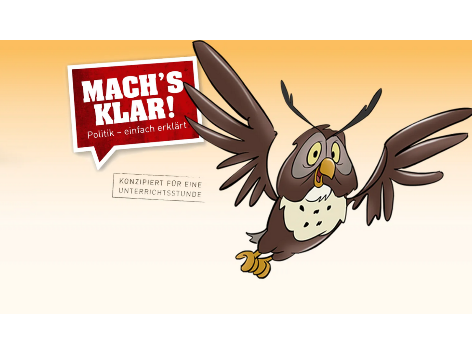 Eine gezeichnete Eule neben der das Mach's klar! Logo zu sehen ist.
