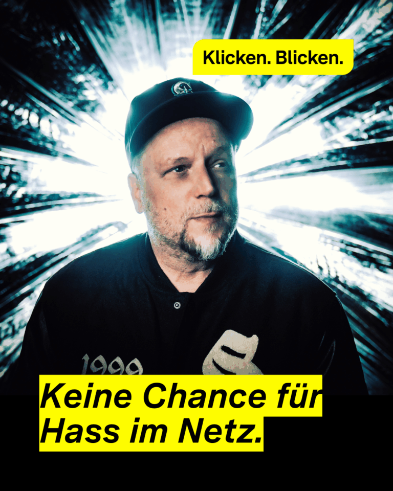 Ein Portrait des Musikers Smudo mit seinem Zitat: Keine Chance für Hass im Netz