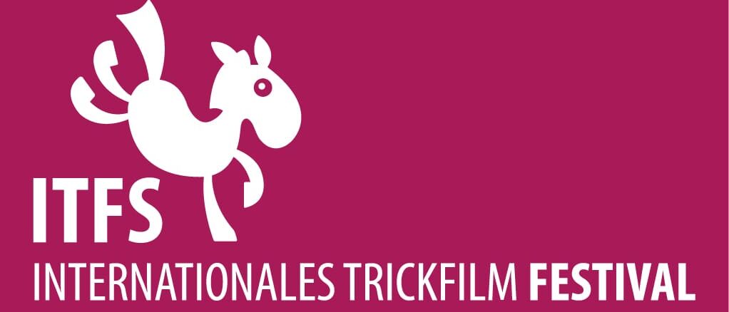 Logo des internationalen Trickfilmfestvials. Ein kleines Pferdchen springt über die Schrift ITFS